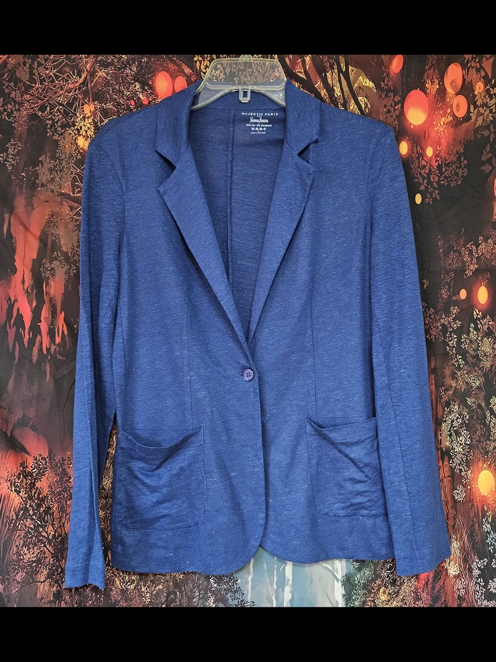 Majestic Paris For Neiman Marcus Blue Knit Blazer Jacket - Women's